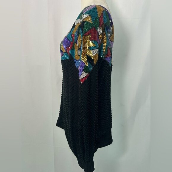 VTG 80s OLEG CASSINI Beaded silk Long-Sleeve Shirt - Picture 2 of 5